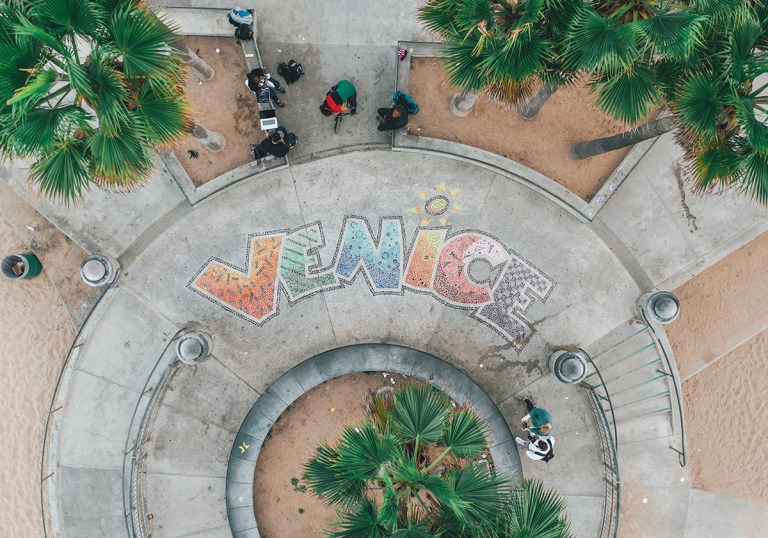 aerial overhead view of venice beach skatepark sig JFECQM7 768x538